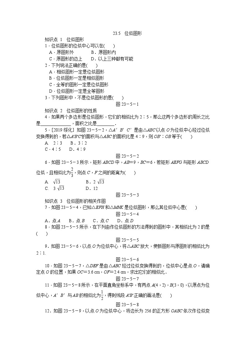 华东师大版九年级数学上册同步练习23.5　位似图形01