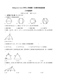 河南省许昌市魏都区2023-2024学年八年级上学期第一次月考数学试题(无答案)