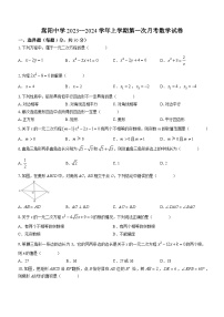 河南省郑州市登封市嵩阳中学2023-2024学年九年级上学期10月月考数学试题(无答案)