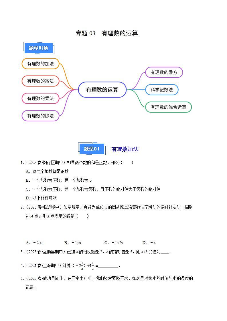 【期中真题】（苏科版）2023-2024学年七年级数学上学期期中真题分类专题汇编 专题03有理数的运算（7种题型）.zip01