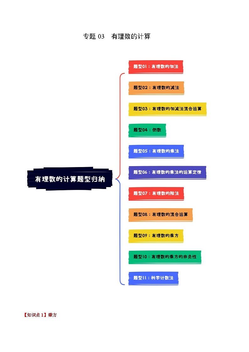 【期中真题】（北师大版）2023-2024学年七年级数学上册 期中真题分类专题汇编 专题03 有理数的计算（十一大题型）.zip01