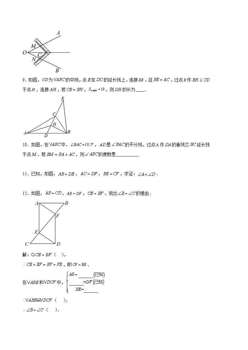 【期中真题】2023-2024学年八年级数学上册 期中真题分类汇编专题03 全等三角形常规题训练（原卷版）第3页