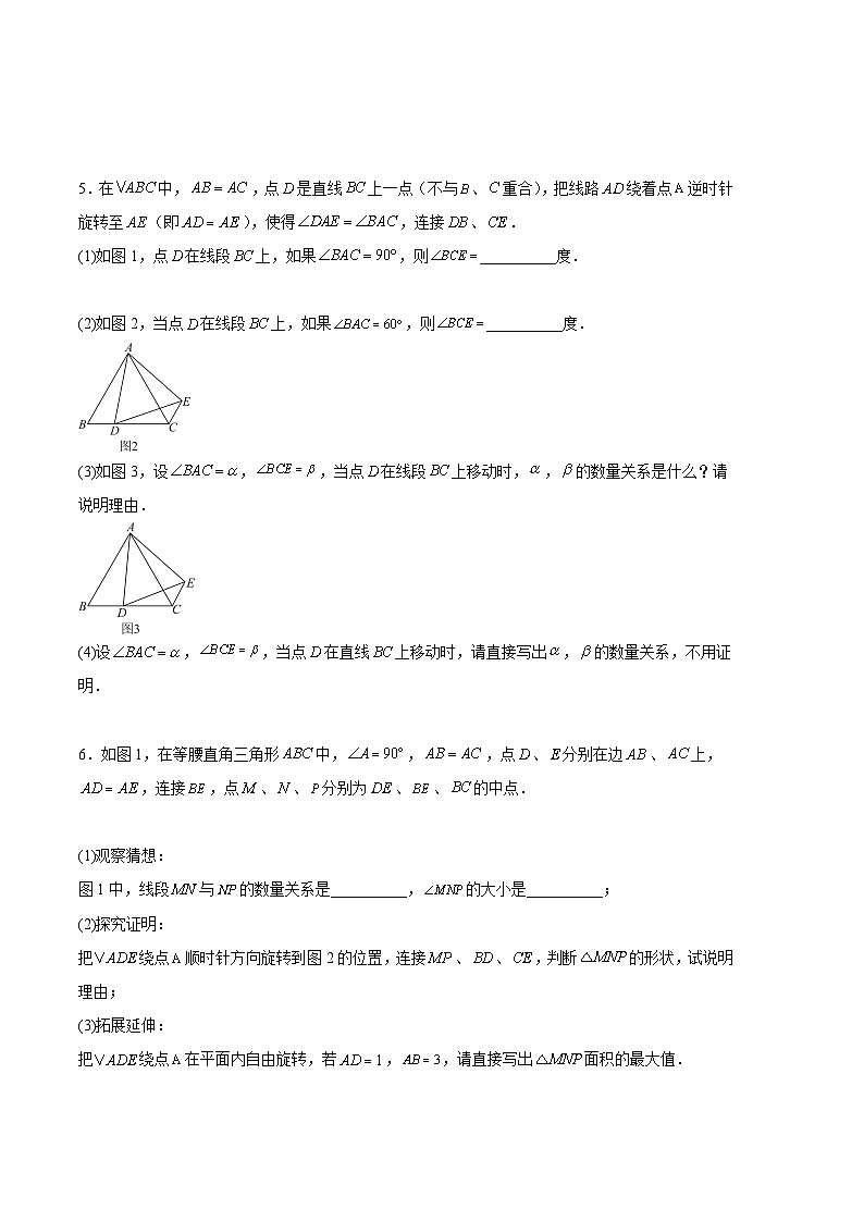 【期中真题】2023-2024学年八年级数学上册 期中真题分类汇编专题04 全等三角形模型训练（原卷版） 第3页