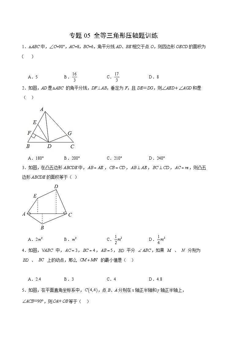 【期中真题】2023-2024学年八年级数学上册 期中真题分类汇编专题05 全等三角形压轴题训练-试卷.zip01