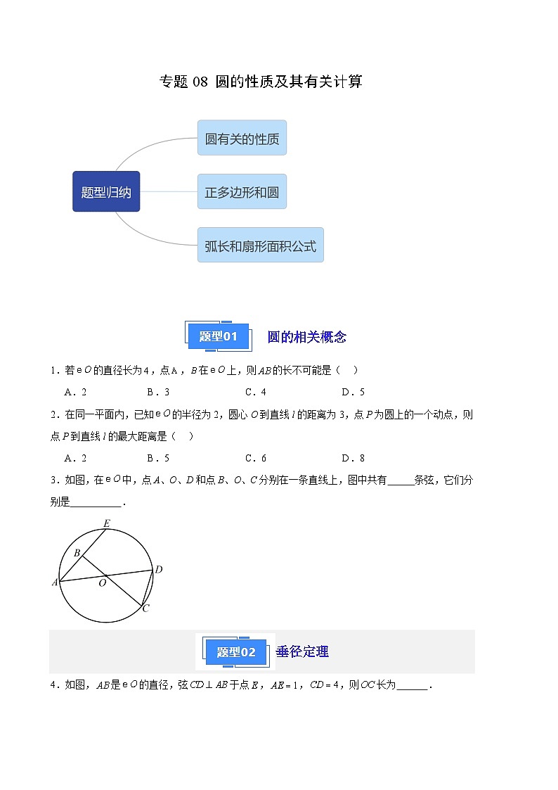 【期中真题】2023-2024学年九年级数学上册 期中真题分类专题汇编 专题08 圆的性质及其有关计算（6类经典题型 优选提升）.zip01