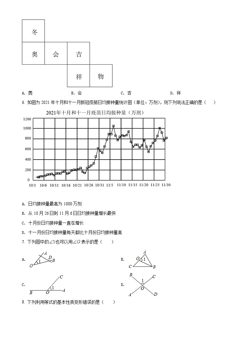 精品解析：河南省郑州市第八中学2021-2022学年七年级上学期期末数学试题（原卷版）第2页