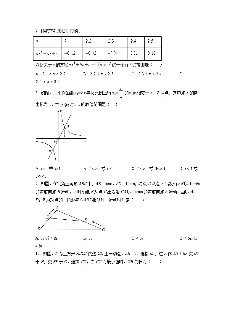 广东省广州市越秀区铁一中学2021-2022学年九年级上学期期末数学试题（原卷版）02