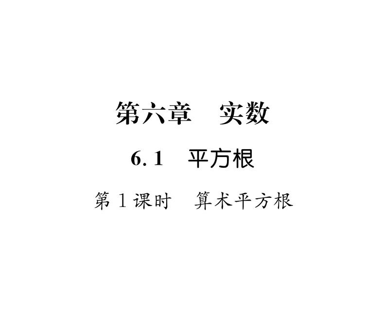 人教版七年级数学下第六章实数6.1　平方根　第1课时　算术平方根课时训练课件PPT01