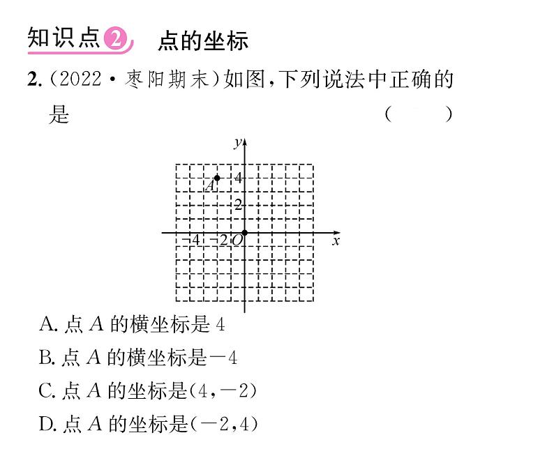 人教版七年级数学下第七章平面直角坐标系7.1.2　平面直角坐标系课时训练课件PPT第3页