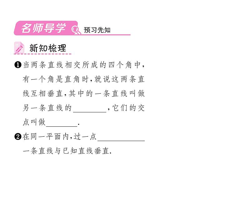 人教版七年级数学下第五章相交线与平行线5.1.2垂线第1课时垂线课时训练课件PPT第2页