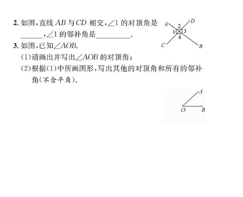 人教版七年级数学下第五章相交线与平行线5.1相交线5.1.1相交线课时训练课件PPT第7页