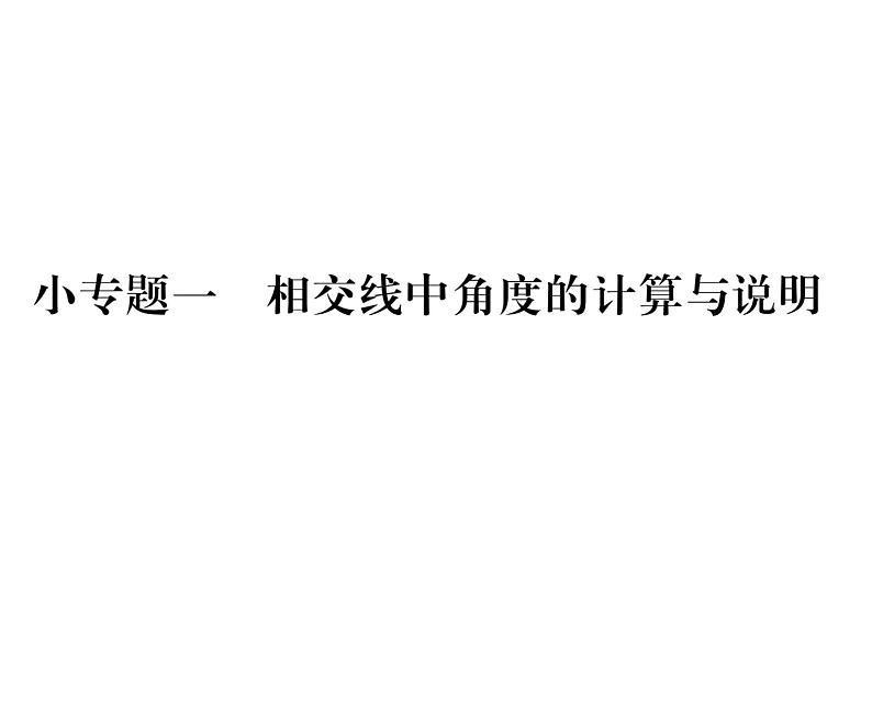 人教版七年级数学下第五章相交线与平行线专题一相交线中角度的计算与说明课时训练课件PPT第1页