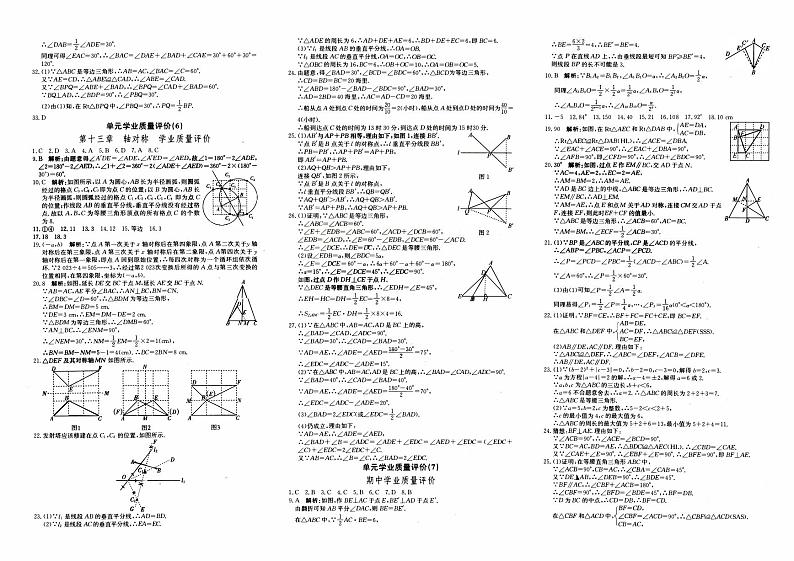人教版八年级上册《数学》专辑参考答案第3页