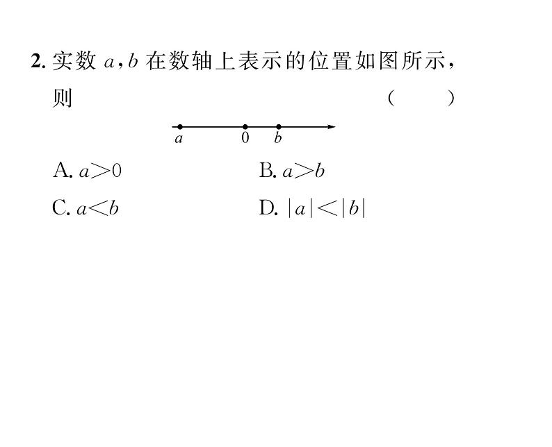 人教版七年级数学下第六章实数小专题五　实数与数轴课时训练课件PPT第3页