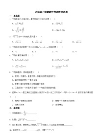 上海市闵行区2023年八年级上学期期中考试数学试卷（附答案）