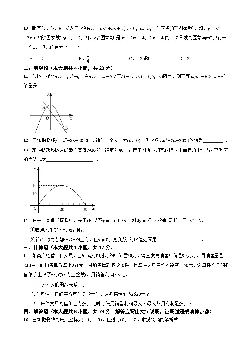 安徽省合肥三十八中分校2023-2024学年九年级上学期月考数学预测试卷第2页