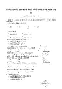 2020-2021学年广西防城港市上思县八年级下学期期中数学试题及答案