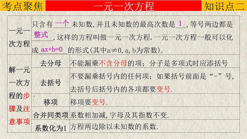 中考数学一轮复习精品课件专题2.1 一次方程（组）（含答案）06