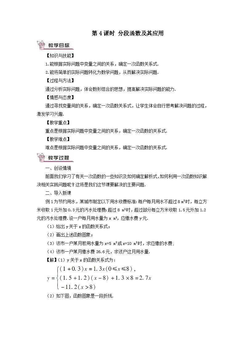 第12章一次函数12.2一次函数第4课时分段函数及其应用教案（沪科版八年级数学上册）01