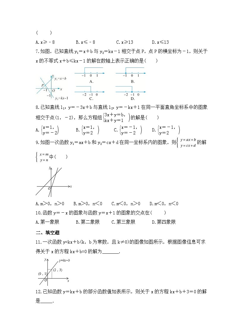 2023年沪科版数学八年级上册《12.3 一次函数与二元一次方程》同步练习（含答案）02