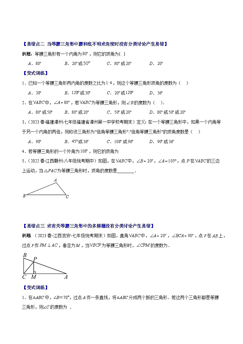 专题13.1 等腰三角形易错题训练-【学霸满分】2023-2024学年八年级数学上册重难点专题提优训练（人教版）02
