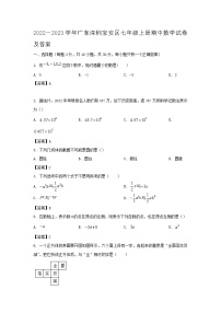 2022－2023学年广东深圳宝安区七年级上册期中数学试卷及答案