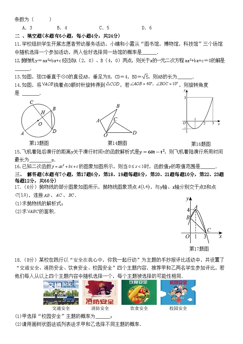 浙江省绍兴市诸暨暨阳初中教育共同体 2023-2024 学年上学期 10 月阶段性测试试卷九年级数学试卷（Word版+PDF版，含答案）02