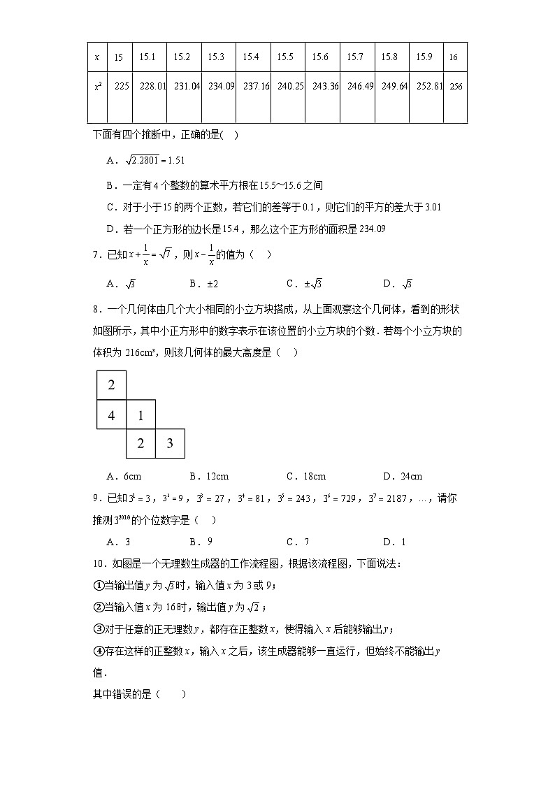 冀教版八年级上册数学第十四章实数（B卷-）含解析答案02