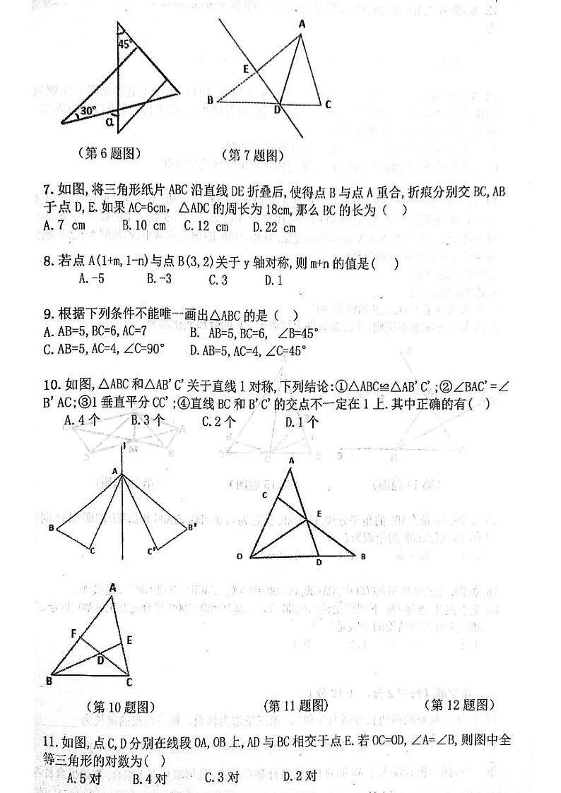 河北省沧州市青县树人学校2023-2024学年八年级上学期11月期中数学试题02
