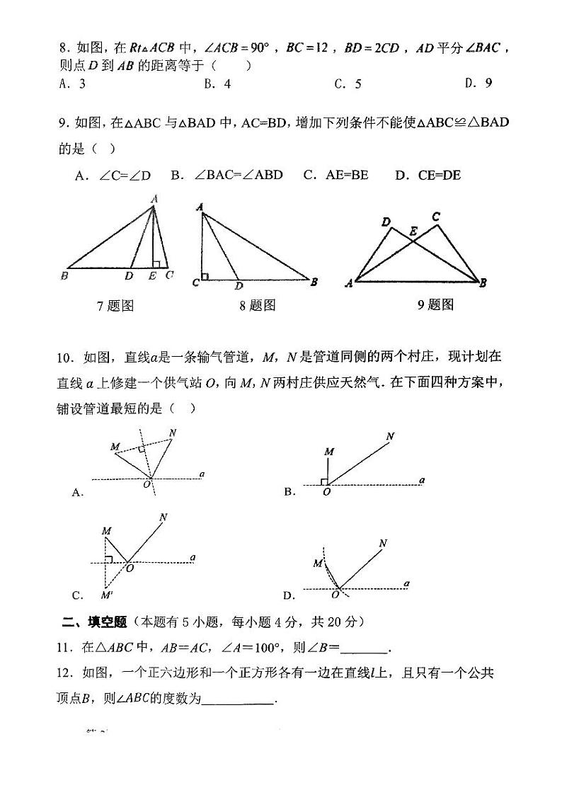 广东省中山市中山一中教育集团2023-2024学年八年级上学期教学质量阶段调研(期中)数学试题02