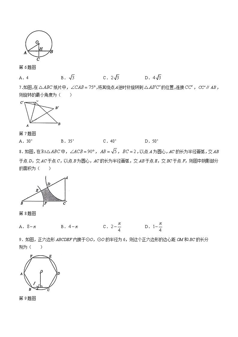 浙江省台州市玉环市实验初级中学2023-2024学年九年级上学期期中数学试题第2页