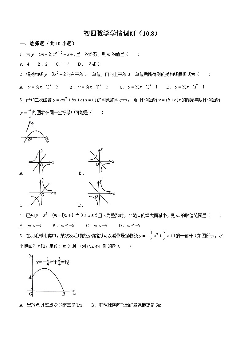山东省淄博市张店区剑桥中学2023-2024学年九年级上学期数学10月考试题(无答案)第1页
