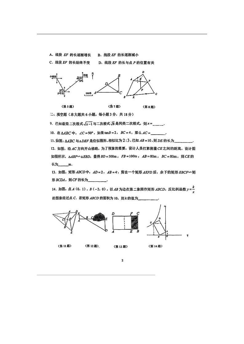 吉林省长春市第一O三中学校2023-2024学年九年级上学期10月月考数学试题第2页