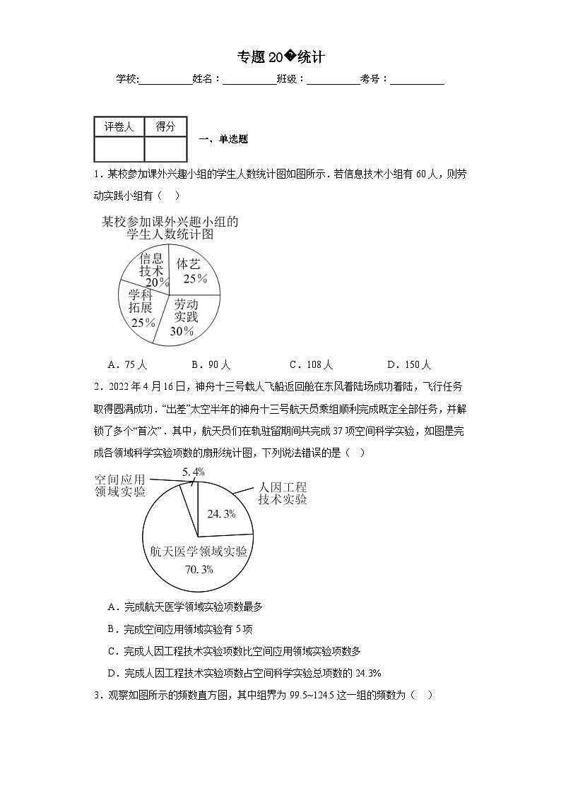 中考数学二轮复习专题20统计含解析答案第1页