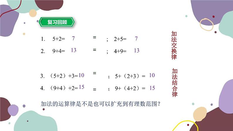 浙教版数学七年级上册 2.1有理数的加法第2课时有理数的加法运算律课件03