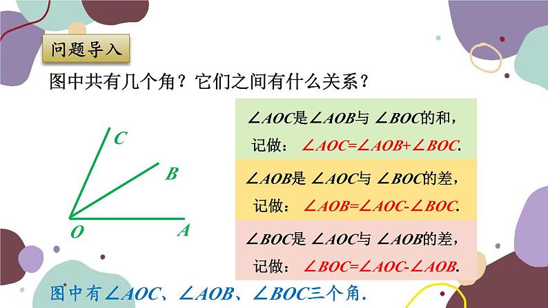 浙教版数学七年级上册 6.7 角的和差课件03