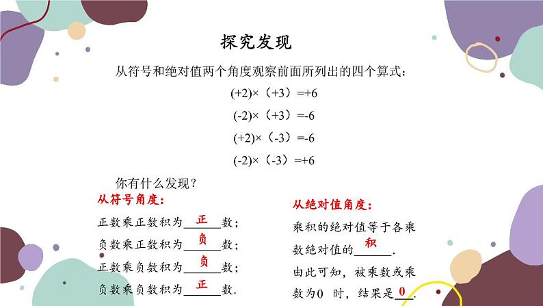 人教版数学七年级上册 1.4 第1课时有理数的乘法课件07