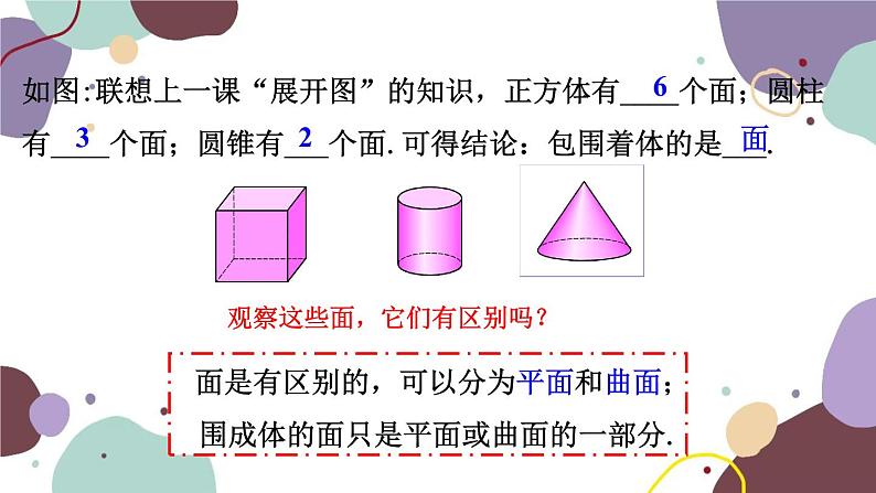 人教版数学七年级上册 4.1 第2课时点、线、面、体课件04