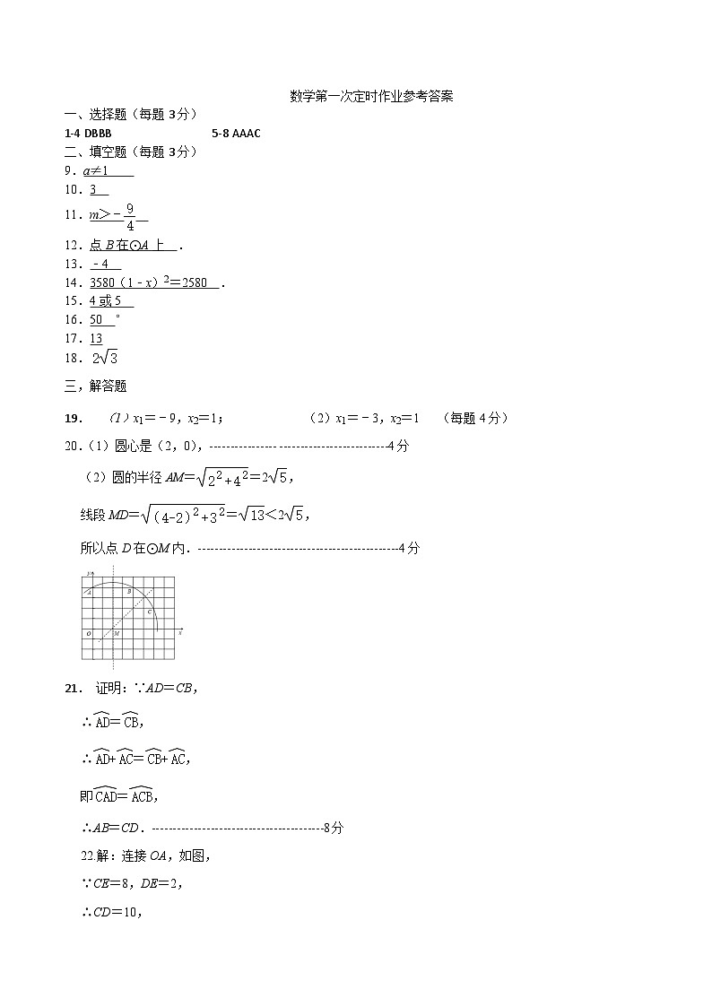 江苏省 宿迁市沭阳县外国语实验学校2023-2024学年九年级上学期第一次月考数学试卷01