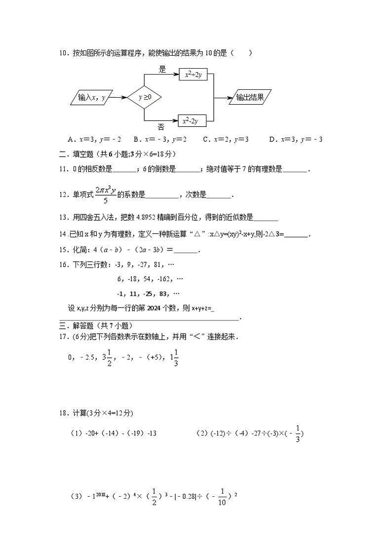 湖北省黄石市黄石港区黄石八中教联体2023-2024学年七年级上学期11月期中数学试题02