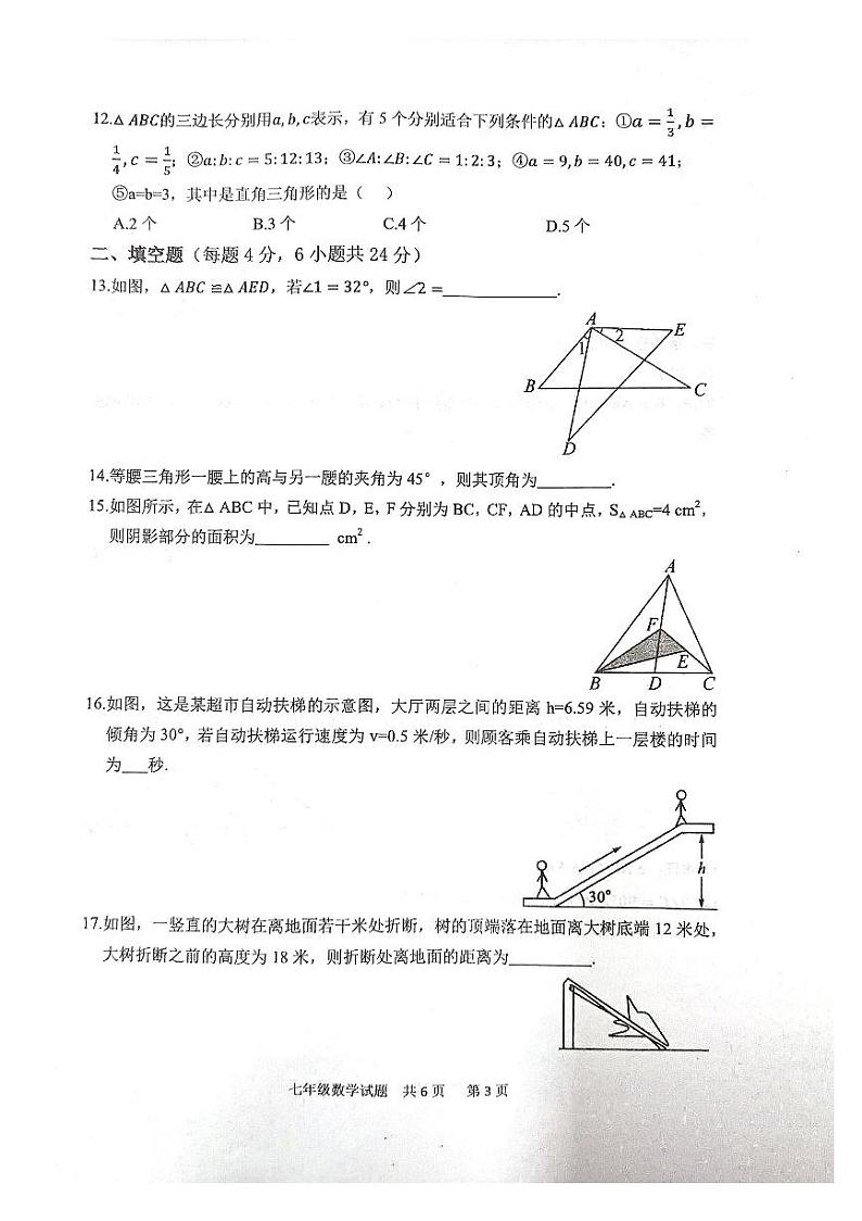 山东省泰安市宁阳县2023-2024学年七年级上学期期中考试数学试题第3页