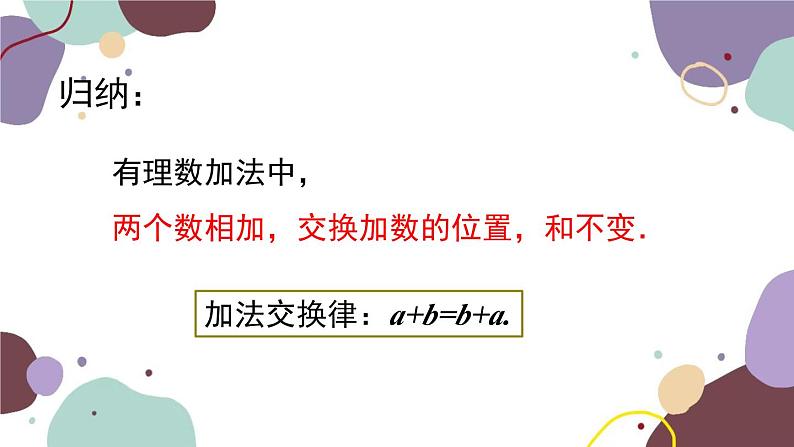 青岛版数学七年级上册 3.1.2有理数的加法运算律课件第3页