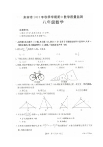 广西壮族自治区来宾市2023-2024学年上学期期中教学质量监测八年级数学 试题