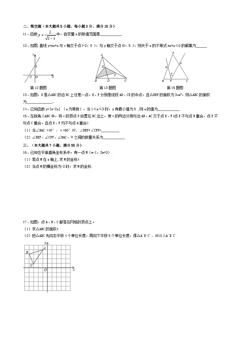 _安徽省合肥市2023-—2024学年八年级上学期期中预测数学试卷02