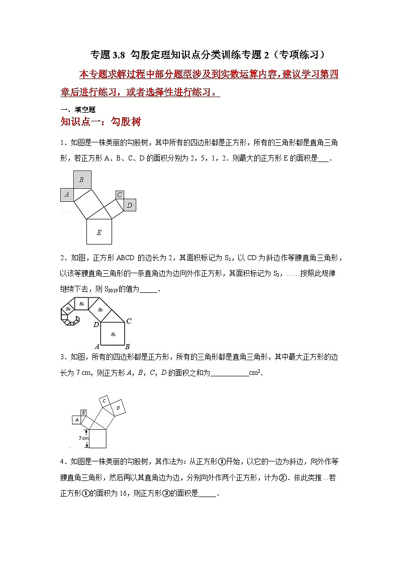 专题3.8 勾股定理知识点分类训练专题2（专项练习）（教师版）第1页
