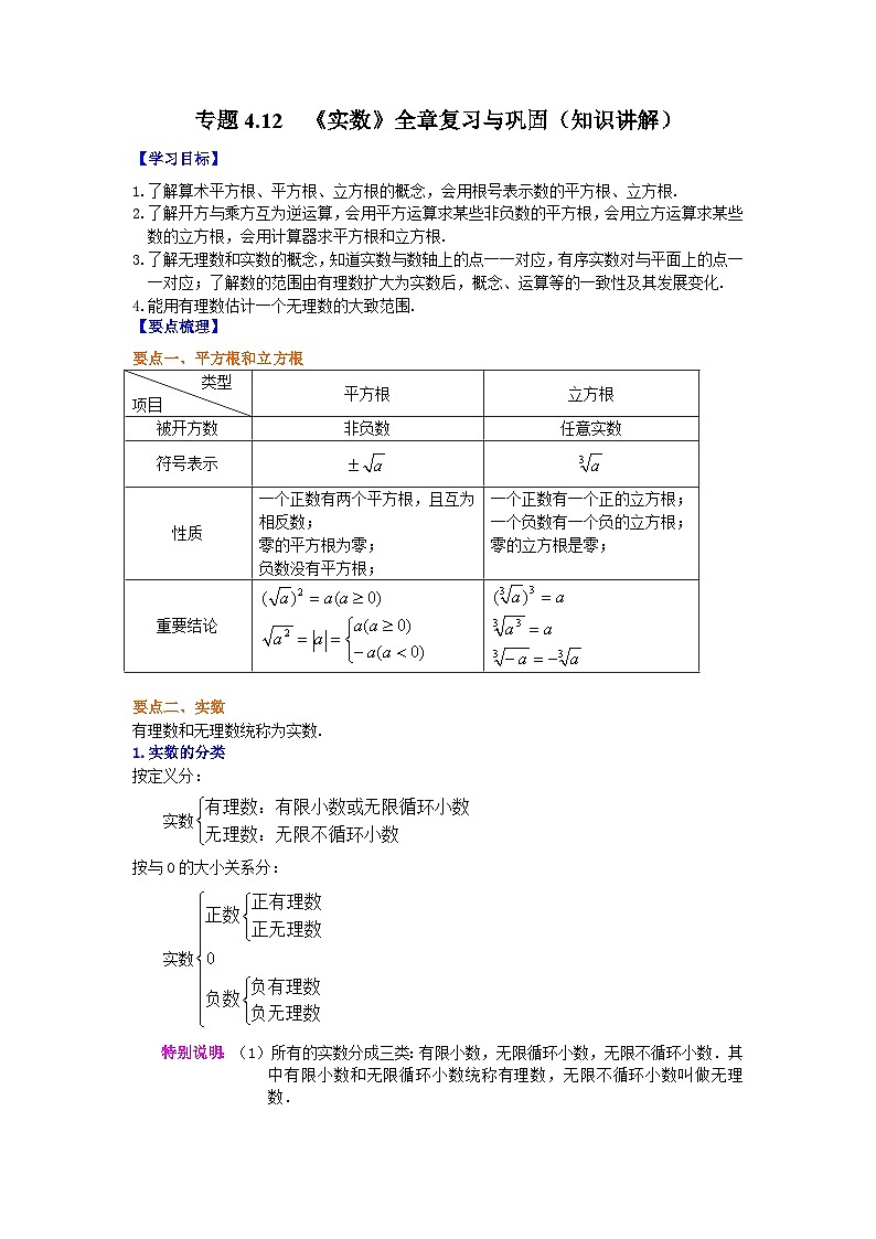 专题4.12 《实数》全章复习与巩固（知识讲解）（学生版）第1页