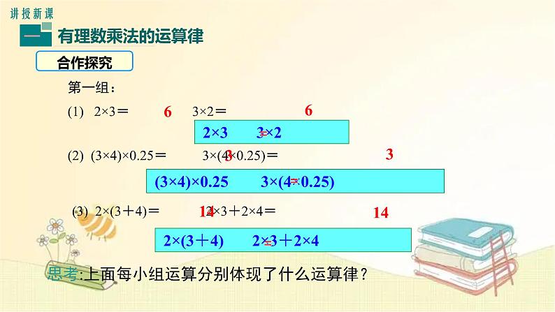 北师大版数学七年级上册 2.7 第2课时 有理数乘法的运算律 课件04