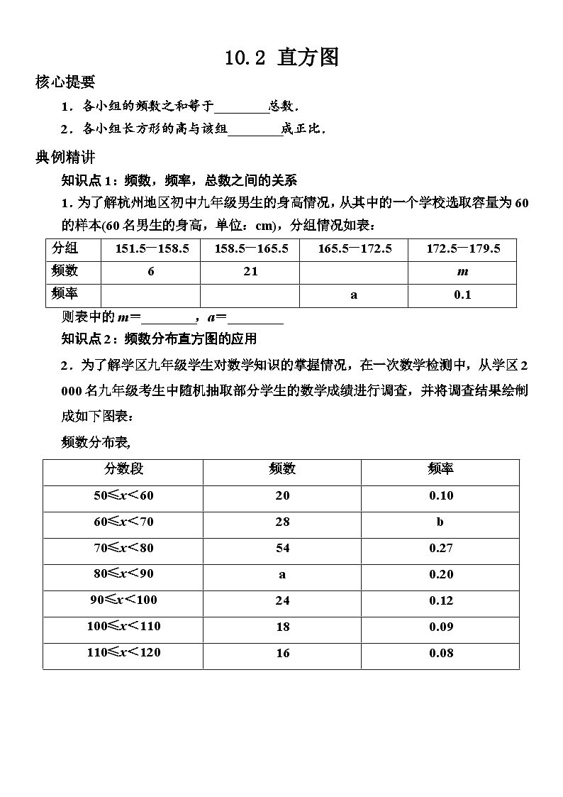 人教版七年级下册数学10.2直方图  学案3第1页