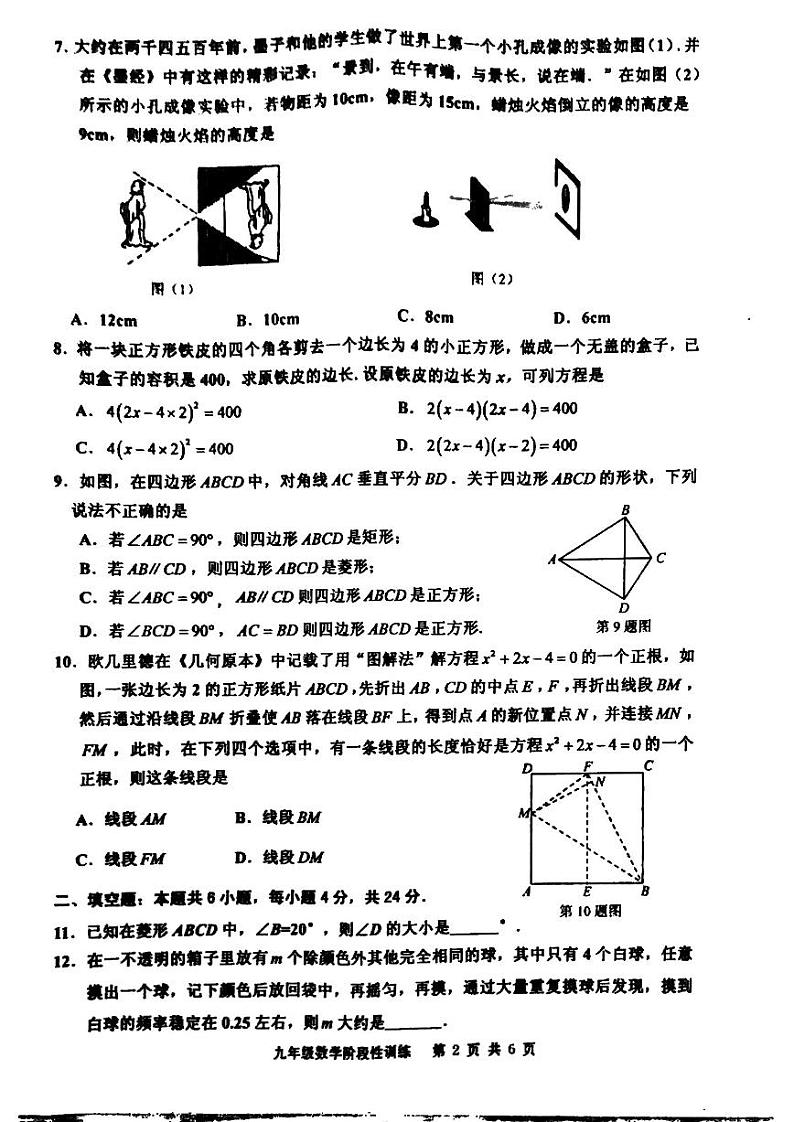 福建省宁德市霞浦县2023-2024学年九年级上学期11月期中数学试题02