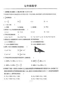 湖北省武汉市江岸区2023-2024学年七年级上学期期中考试数学试卷